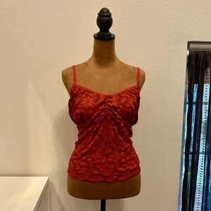 Aerie Red Lace Camisole Top